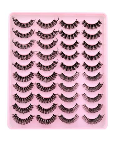 20 Pairs Russian Strip Lashes - Natural Wispy Faux Mink D Curl Extensions, 4 Styles (15mm-19mm) - Buy Online on GoSupps.com