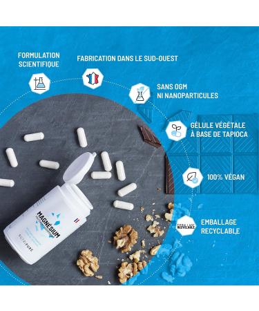 Nutripure | Magnesium Bisglycinate + Taurine & Vitamin B6 | High Absorption & Concentration | Anti-Fatigue | 100% Vegan | 60 Vegetable Capsules | 1 Month Cure | Made in France - Buy Online on GoSupps.com