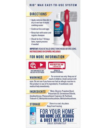RID MAX Lice Removal Kit - Pesticide Free, Easy-to-Use, 100% Effective - Includes RIDvantage Comb and Solution (4 Ounces) - 2 Piece Set - Buy Online on GoSupps.com