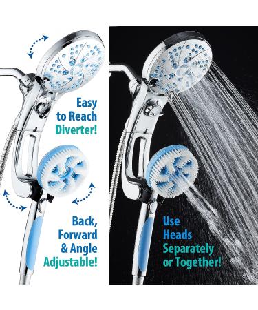 High Pressure 6-in-1 Aquassage by AquaCare - 76-mode Combo Showerhead with Hand Shower, Body Brush, Hair Brush & Arm in One! Stainless Steel Hose, Brush Holder - All-Chrome - Buy Online on GoSupps.com