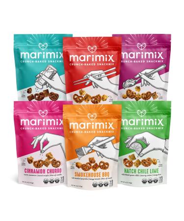 Marimix Snack Mix | 6 Flavor Variety Pack | Crunch Baked Sweet & Salty Savory Plant Based Naturally Gluten Free Whole Grain Fiber Charcuterie Pretzel Trail Party Mix | No Artificial Ingredients