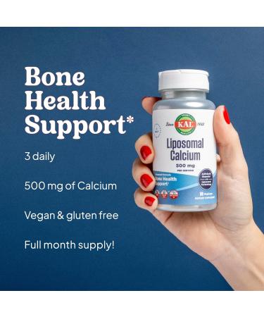 KAL Liposomal Calcium 500 mg High Absorption Calcium Supplement Essential Calcium Support Vegan Gluten Free No Soy 30 Servings 90 VegCaps - Buy Online on GoSupps.com