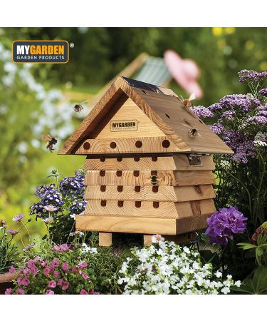 Wooden Beehive Bee Keeping Hotel - Weather Resistant Child Eco Friendly Shelter Habitat - Insect Bugs Mason Leafcutter Wild Solitary Bees Nesting Box - Outdoor Patio Garden Decoration House - Buy Online on GoSupps.com