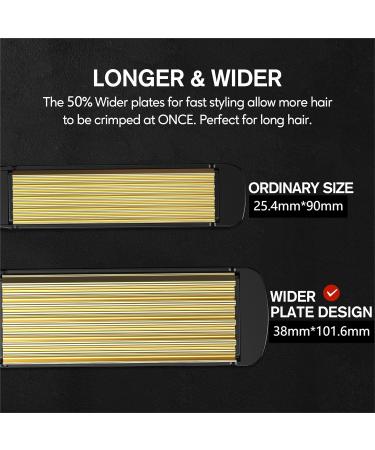 Terviiix 24K Titanium Wide Hair Crimper Crimping Iron for Hair Crimper Hair Iron for Textured Crimps and Volume Hair Volumizing Iron for Thin Fine Hair Dual Voltage Auto Off 1-1/2 Inch 1 1/2'' - Buy Online on GoSupps.com