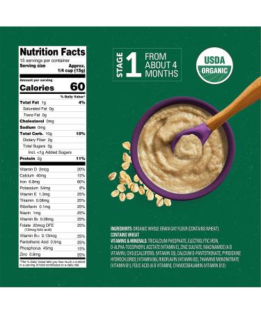 Beech-Nut Organic Oatmeal Baby Cereal Stage 1 - 8 oz Canister (6 Pack) - Buy Online on GoSupps.com