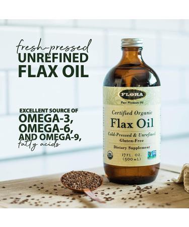 Flora Certified Organic Flax Oil 32 fl oz - Premium Omega-3 Rich Supplement - Buy Online on GoSupps.com