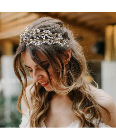 Oriamour Double Layer Bridal Crystal Headband - Gold Wedding Headpiece for Women - Buy Online on GoSupps.com