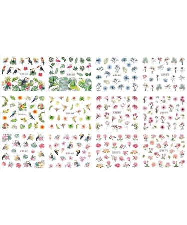 12 Sheets Nail Stickers for Flowers Leaves Plants Birds Nail Stickers Self-Adhesive Colorful Flower Nail Stickers Nails Supplies Decorations for Women Girls - Buy Online on GoSupps.com