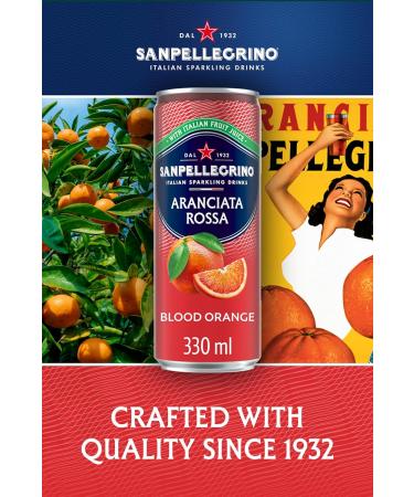 San Pellegrino San Pellegrino Sparkling Italian Canned Drinks with Sparkling Blood Orange 12 x 330 ml 69 kcals per can - Buy Online on GoSupps.com