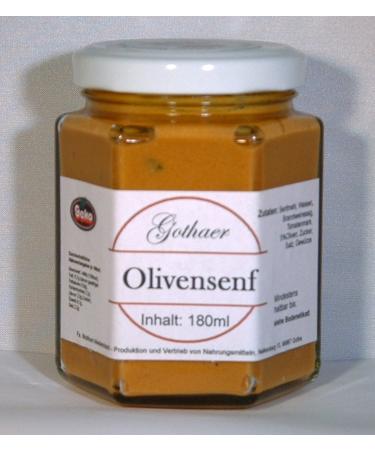 Geko Original Gothaer-Senf in a 180ml hexagonal glass Original packaging in various flavors (olive mustard)