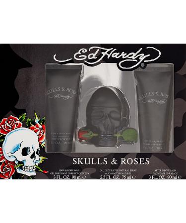 Ed Hardy Skulls and Roses Fragrance Set - 3 Piece Gift Set - Buy Online on GoSupps.com