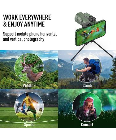 12x50 HD Monocular Telescope with Phone Stand, Tripod & BAK4 Prism - Waterproof & Portable for Hiking, Hunting, Bird Watching - Ideal Gift for Men - Buy Online on GoSupps.com