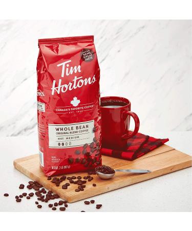 Tim Hortons Medium Roast Whole Bean Coffee - 32 oz Bag (2 lb), 100% Arabica Beans - Buy Online on GoSupps.com