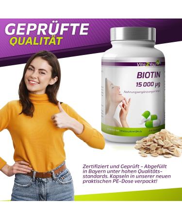 Buy Vita2You Biotin 15 000 mcg - 240 Capsules | Premium Vitamin B7 for Skin & Hair | Made in Germany - International Shipping Available - Buy Online on GoSupps.com