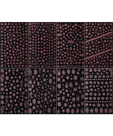 jmeowio 8 Sheets Christmas Glitter Nail Art Stickers Decals Self-Adhesive Snowflake Xmas Winter Holiday Cute Pink Nail Supplies Nail Art Design Decoration Accessories - Buy Online on GoSupps.com