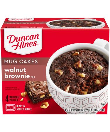 Duncan Hines Mug Cakes Walnut Brownie Mix, 4 - 2.2 OZ Pouches
