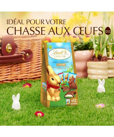 Lindt - Sachet de Moulages LAPIN OR - Assortiment de Chocolats Double lait Noisette et Caramel sal - Id al pour P ques 130g - Buy Online on GoSupps.com