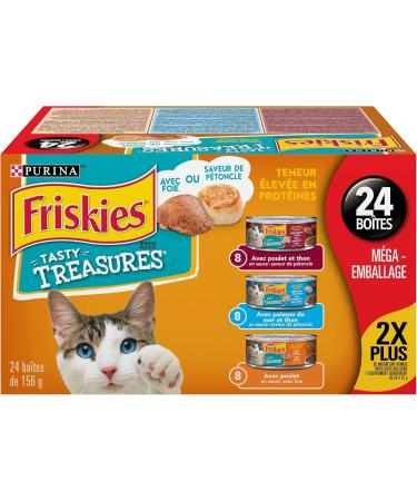 Friskies Tasty Treasures Wet Cat Food Poultry & Fish Combo Variety Pack 3 Flavours - 156 g Can (24 Pack) Cat Food Liver or Scallop Flavour 156 g (Pack of 24) - Buy Online on GoSupps.com