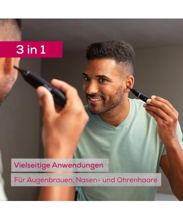 Beurer MN2X Precision Trimmer - Waterproof Hair Trimmer for Eyebrows Nose & Ears with 3 Stainless Steel Attachments - International Shipping Available - Buy Online on GoSupps.com