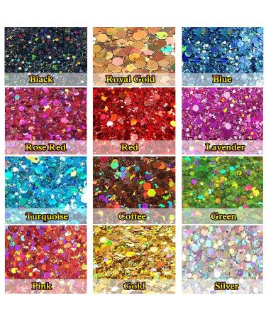 HOLOGRAPHIC Chunky Glitter Set - Jemesi 144g Craft Glitter for Epoxy Resin Face & Nail Art Body Slime | Festival Party Colors - Buy Online on GoSupps.com
