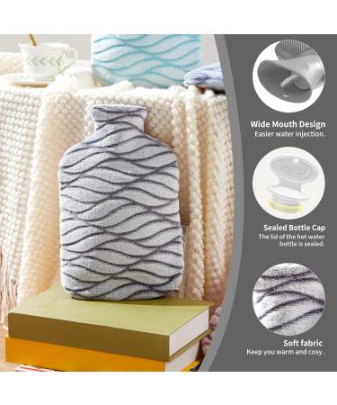 Samply 2L Hot Water Bottle with Soft Cover - Cozy Pain Relief for Back, Neck, and Shoulders - Grey - Buy Online on GoSupps.com