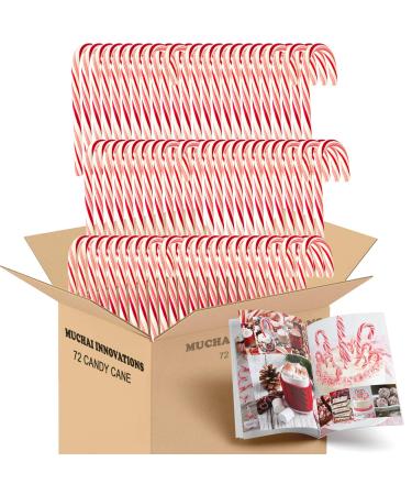Candy Cane Peppermint Flavored | 72 Pieces Individually Wrapped | Free Creative Idea Booklet Included. (Red & White)