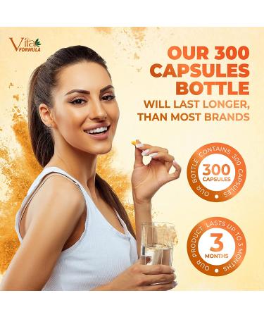 Premium Turmeric Curcumin with Ginger & Apple Cider Vinegar Supplement - 1960mg, 300 Capsules - Joint Pain & Inflammation Relief with Black Pepper for Enhanced Absorption - Buy Online on GoSupps.com