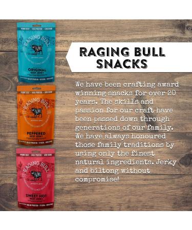 Raging Bull Sweet Hot Beef Jerky - 28g Pack of 10 Multipack Bags - High Protein Snacks - Grass Fed Beef Jerky - Low Carb Keto Snacks - MSG Free Carnivore Snacks - Jerky Gift Set - Natural Meat Snacks - Buy Online on GoSupps.com