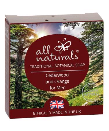 All Naturals Soap Bar for Men for Hand Face and Body | 100% Natural Organic with Virgin Coconut Oil Soothing Cocoa Butter Aromatherapy Essential Oils 100g (Cedarwood)