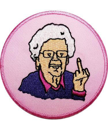 Grandma Saying FCK You Funny Slogan Word Patches Appliques Fabric Decorating for Hat Cap Polo Backpack Clothing Jacket T-Shirt DIY Embroidered Iron On/Sew On Patch