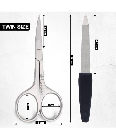 HARAMS Professional Stainless Steel Cuticle Nail Scissors with Diamond Grain Nail File - Multipurpose Manicure Pedicure Grooming Scissors - Buy Online on GoSupps.com