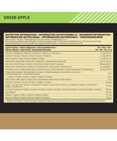 Optimum Nutrition Gold Standard Pre Workout Green Apple Powder 330g - Buy Online on GoSupps.com