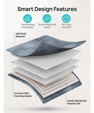 17''x 33 Extra-Large Weighted Heating Pad for Back Pain Relief | 6 Heat Settings, 2H Auto Shut-Off | BPA-Free Beads Heat Pad for Shoulder, Arms, Legs | Washable | EVAJOY EJ-BD013 - Buy Online on GoSupps.com