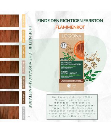 Logona Natural Herbal Hair Color - Vegan Flame Red Powder with Organic Henna | 100g | Intense Color & Shine - Buy Online on GoSupps.com