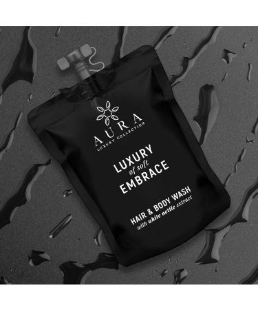  AURA LUXURY COLLECTION Black Edition 100 x 30ml Shower Shampoo Sachets with Cap with Organic White Nettle Extracts - Bathroom Courtesy Kit for Hotel & B & B - Buy Online on GoSupps.com