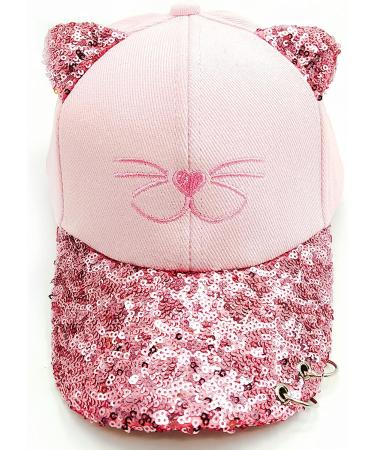F&P Kids Girls Baseball Cap - Pink Kitty Face, Metal Rings, Adjustable Sizes - Ages 4-9 | Summer Hat for Girls - Buy Online on GoSupps.com