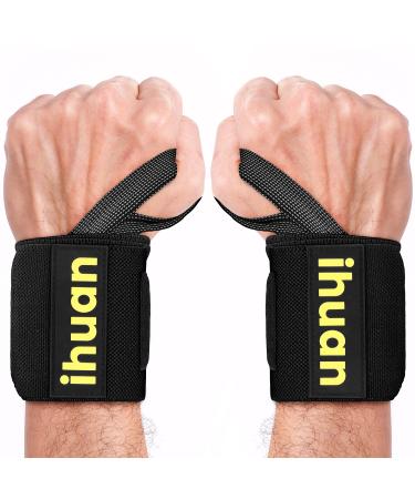 ihuan Wrist Wraps for Weight Lifting: 18 Inches Gym Wrist Support Straps for Weightlifting Men and Women | Workout Wrist Wrap for Exercise | Strength Training | Body Building | Power Lifting Black