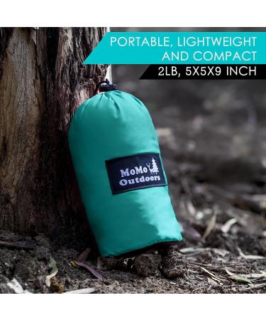 Double Camping Hammock with Tree Straps & Carabiners - Portable Parachute Nylon for Hiking, Backpacking, Travel - Easy Setup - Black/Sky Blue - Buy Online on GoSupps.com