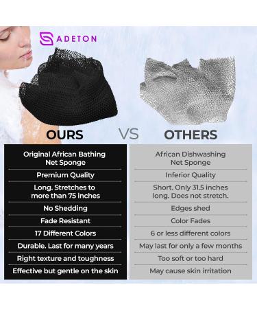 Adeton African Net Sponge - Exfoliating Body Scrubber | Black Owned | Bath Accessories for Back, Feet, and Scalp - Dead Skin Remover - Buy Online on GoSupps.com