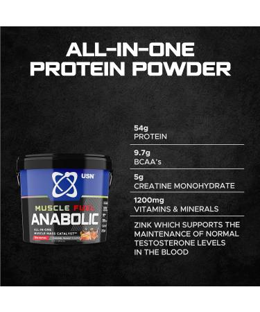 USN Muscle Fuel Anabolic Caramel Peanut Protein Powder Shake 4kg - Muscle Gain & Workout Boosting Formula - Pack of 1 - Buy Online on GoSupps.com