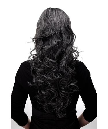 Buy Wig Me Up M-103-44 | Elegant Gray Dark Brown Mix Loose Glatter Pony Wig - 60 cm Length - Buy Online on GoSupps.com