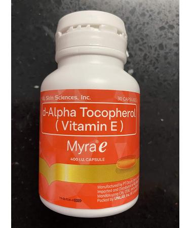 60 Capsules Myra E 400 IU Vitamin E d-Alpha Tocopherol - Top Quality Antioxidant Supplement - Buy Online on GoSupps.com