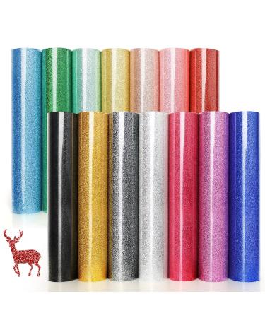 Glitter Heat Transfer Vinyl HTV - 14 Pack 12x10 Iron On Vinyl for Cricut Silhouette Cameo or Heat Press Machine Easter Decorations for Shirts Dress 14 Assorted Colors HTV Glitter Heat Press Vinyl 14pcs Glitter 12*10... - Buy Online on GoSupps.com