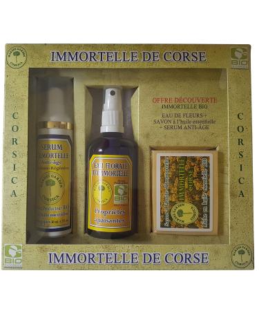 Coffret S rum Anti- ge Immortelle Eau Florale d'Immortelle BIO Savon l'Immortelle Corse