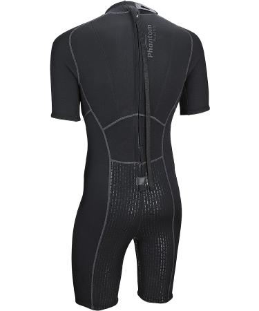 Phantom Aquatics Marine Men's Shorty Wetsuit | All Black | Medium | Ideal for Scuba Diving and Snorkeling - Buy Online on GoSupps.com