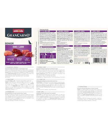 Animonda Grancarno Senior Dog Food 6 x 800g - Beef & Lamb Wet Food for Dogs 7+ Years - Buy Online on GoSupps.com