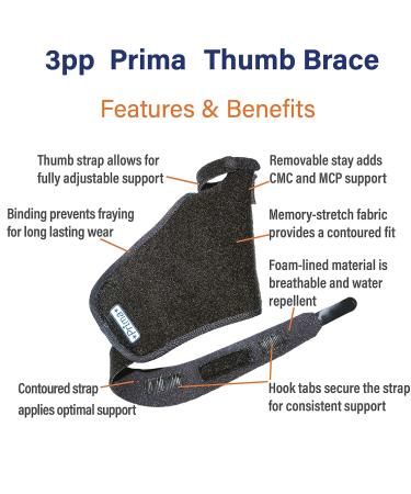 3pp Prima Thumb Brace - Adjustable Brace for CMC Thumb Arthritis - Size Medium - Buy Online on GoSupps.com