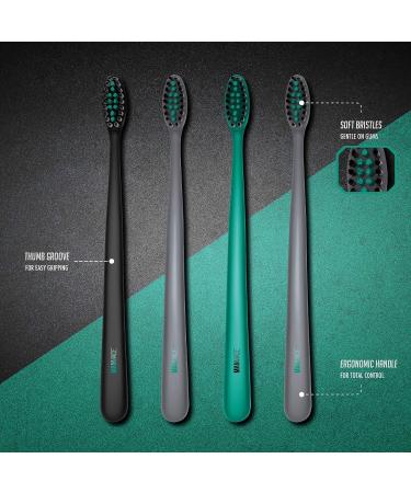 Man Made Pro-Flex Ultra Soft Toothbrushes for Adults - Green | Ultra Soft Medium Tip Bristles | Set of 4 Manual Toothbrushes - Buy Online on GoSupps.com