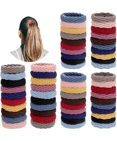 60 Pieces Seamless Hair Ties Ponytail Holders Thick Elastic Hair Tie Cotton No Crease Hair Band for Women girl thick Heavy and Curly Hair lightweight Highly Elastic 4 Styles (Mixed Color) 60 Count (Pack of 1) Mixed Color - Buy Online on GoSupps.com