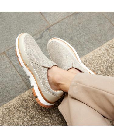 XPACS Men's Casual Arch Support Walking Shoes - Comfortable Loafers for Plantar Fasciitis Relief - Orthopedic Fashion Sneakers for Heel Pain - Beige, Size 10.5 W4 - Buy Online on GoSupps.com